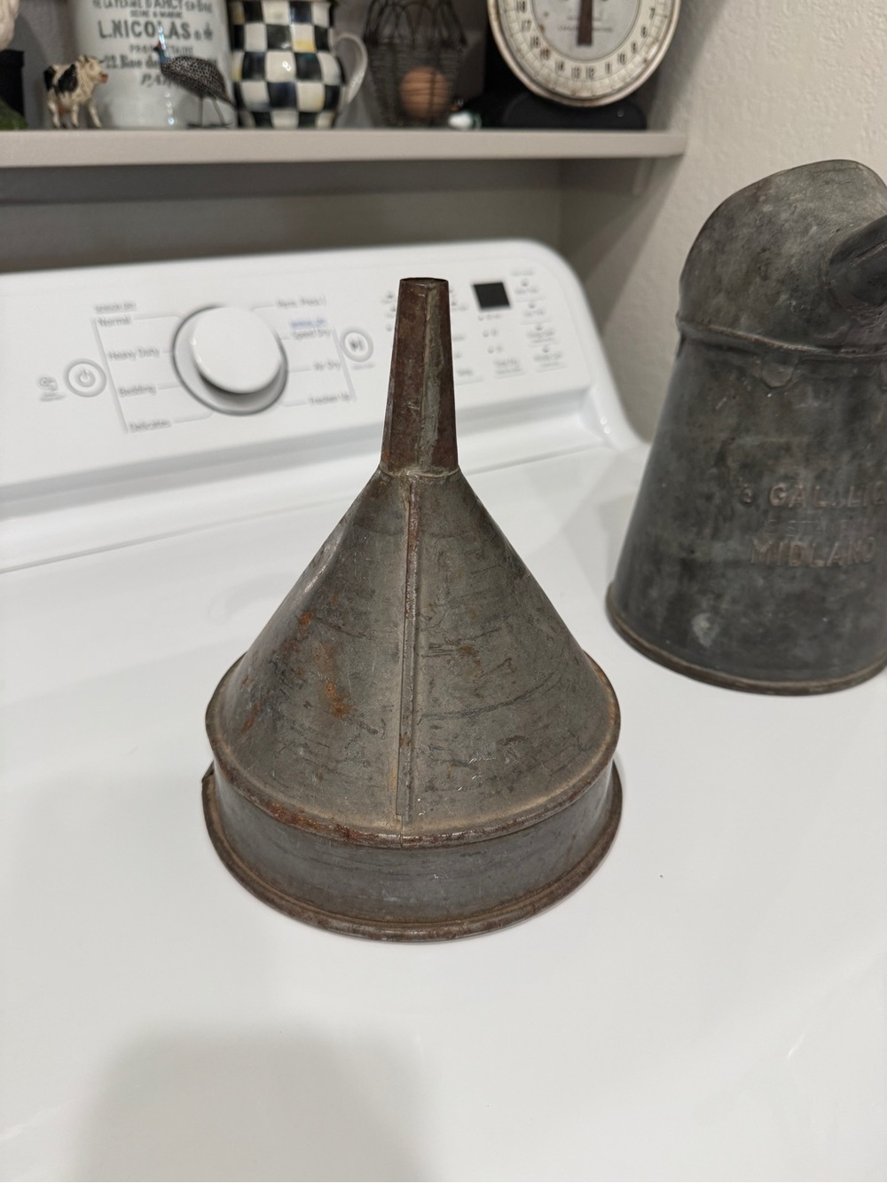 Vintage Midland Galvanized Oil Can and Funnel-Farmhouse Rustic Decor - Picture 5 of 16